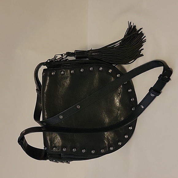 Black Studded Leather Crossbody Bag - Picture 5 of 13